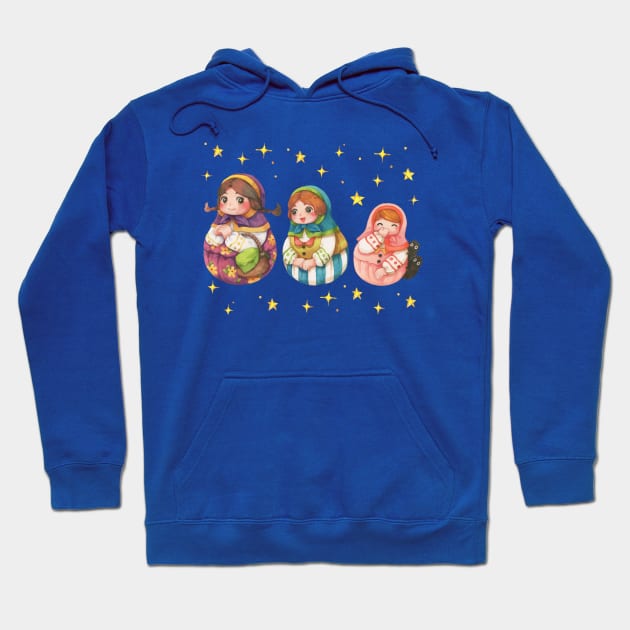 Sisters Russian Dolls Hoodie by Mako Design 